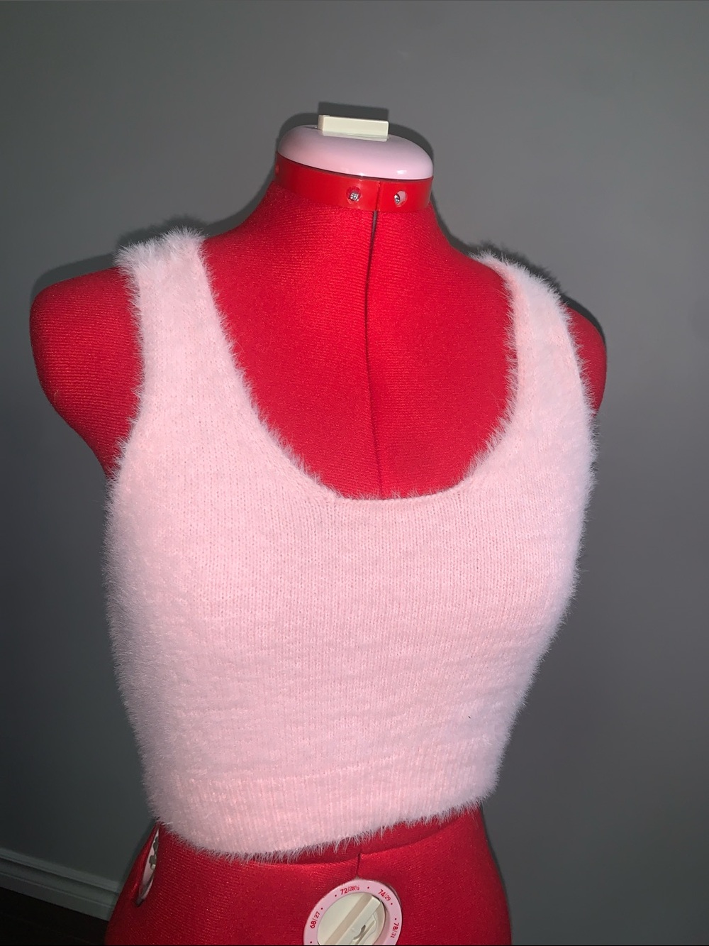 Fuzzy Pink Tank Crop Top — Lightweight Knit